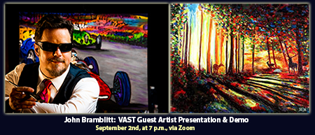 Artist John Bramblitt Presentation and Demonstration via Zoom Sept. 2 at the Visual Arts Society of Texas