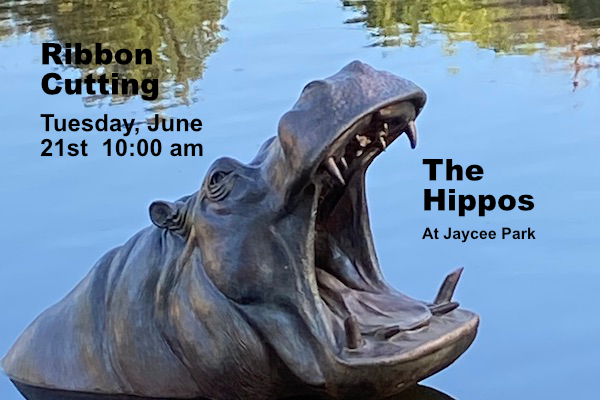 The Hippo Sculptures in Jaycee Park – Ribbon Cutting June 21st (Irving)