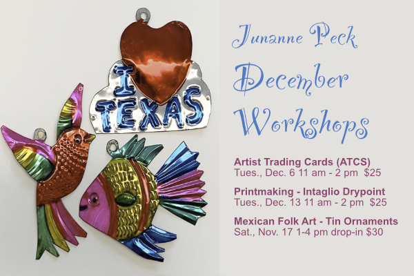 Junanne Peck: Tuesday Art Shenanigans are back again! Plus a Mexican Tin Ornaments Workshop…