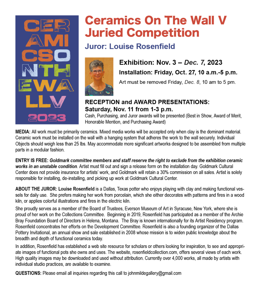 Call For Entries: “Ceramics on the Wall V”